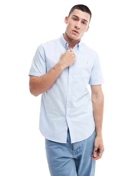 Farah brewer short sleeve shirt in blue