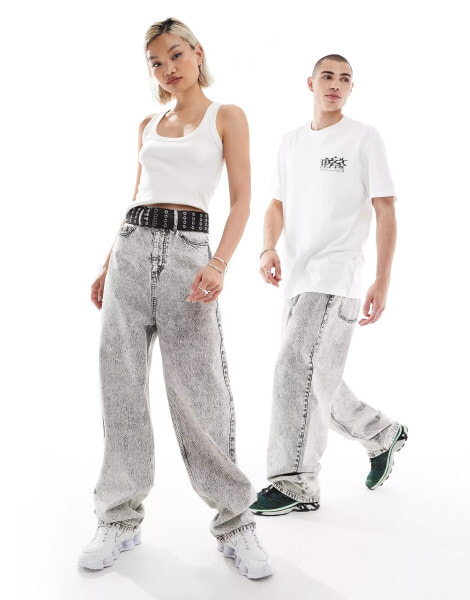 COLLUSION X014 unisex baggy antifit jeans in washed grey