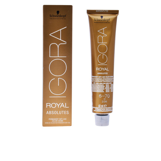 Schwarzkopf Igora Royal Absolutes Color Creme 6-70 Dark Blonde Copper Natural Ативозрастная перманентная крем-краска, оттенок натуральный медный темно-русый 60 мл