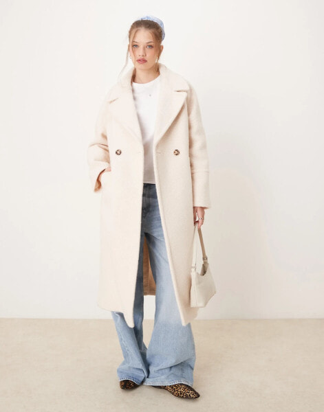 River Island slouchy wool overcoat in cream