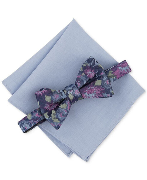 Men's Quimby Floral Bow Tie & Solid Pocket Square Set, Created for Macy's