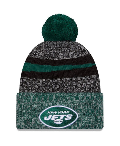 Men's Black, Green New York Jets 2023 Sideline Sport Cuffed Pom Knit Hat