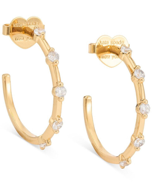 Gold-Tone Hint of Shimmer Small Hoop Earrings, 1"