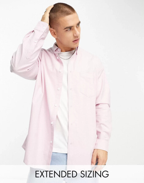 ASOS DESIGN – Oversize-Oxfordhemd im Stil der 90er in Rosa