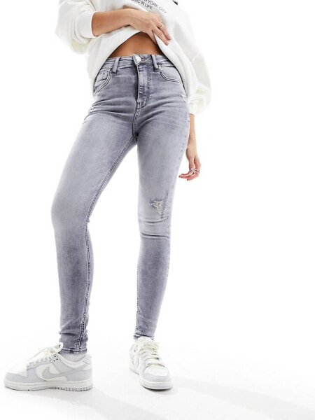 River Island high rise jean in dark grey