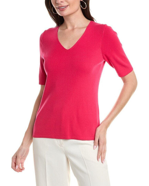 Anne Klein Half Sleeve V-Neck Top Women's Pink Xs