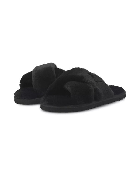 Puma fluff slippers in black