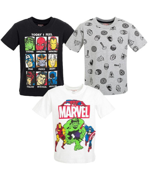 Avengers Spider-Man Iron Man Thor 3 Pack T-Shirts Toddler to Big Kid