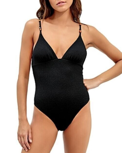 ViX Swimwear 299548 Firenz Claire Flora One-Piece Swimsuit Black Size Medium