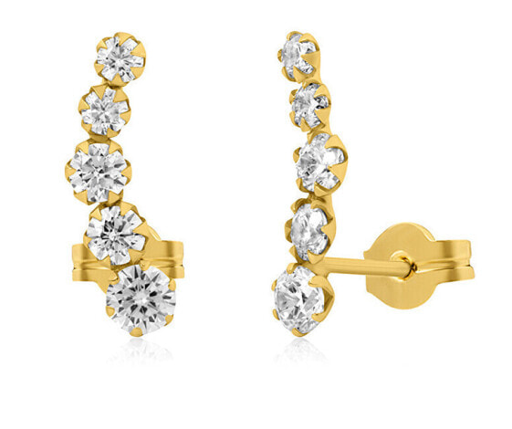 Long gold earrings with zircons 14/255.141/6ZIR