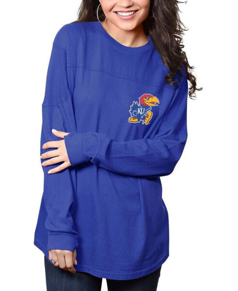 Women's Royal Kansas Jayhawks The Big Shirt Oversized Long Sleeve T-shirt