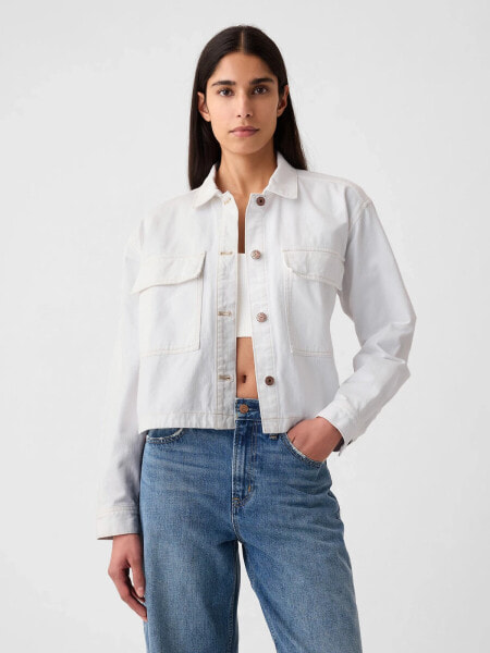 Cropped Denim Shirt Jacket