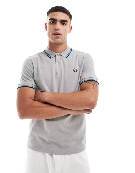 Fred Perry twin tipped polo shirt in light beige