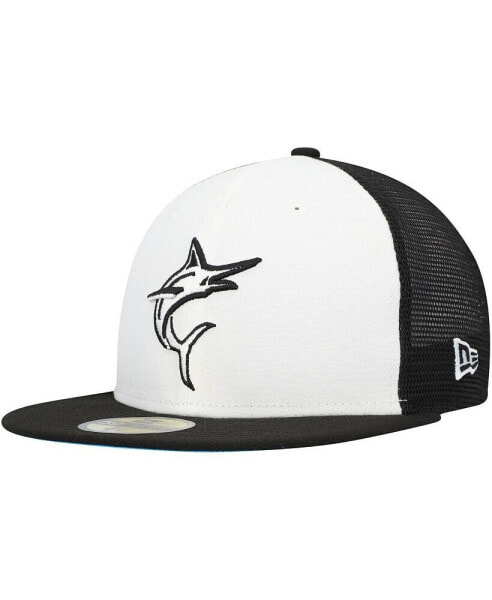 Men's White, Black Miami Marlins 2023 On-Field Batting Practice 59FIFTY Fitted Hat