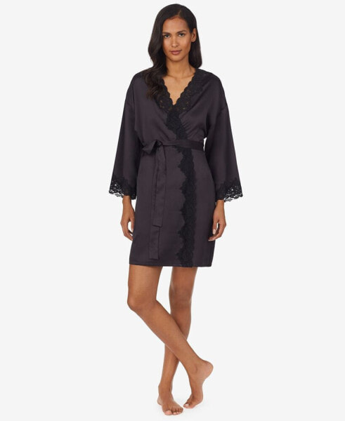 Женская пижама Ralph Lauren Lauren Ralph Satin Lauren Lace-Trim Wrap Robe Lingerie