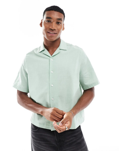 ASOS DESIGN relaxed cotton slub boxy shirt in green