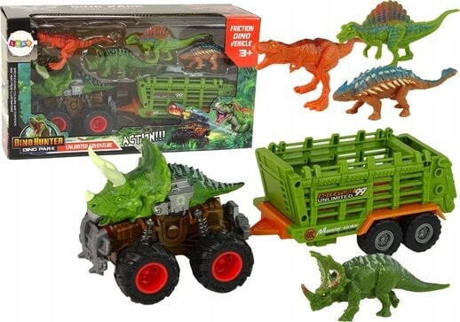 LeanToys Pojazd z Motywem Dinozaura Przyczepa 4 Sztuki Dinozaurów LEAN Toys