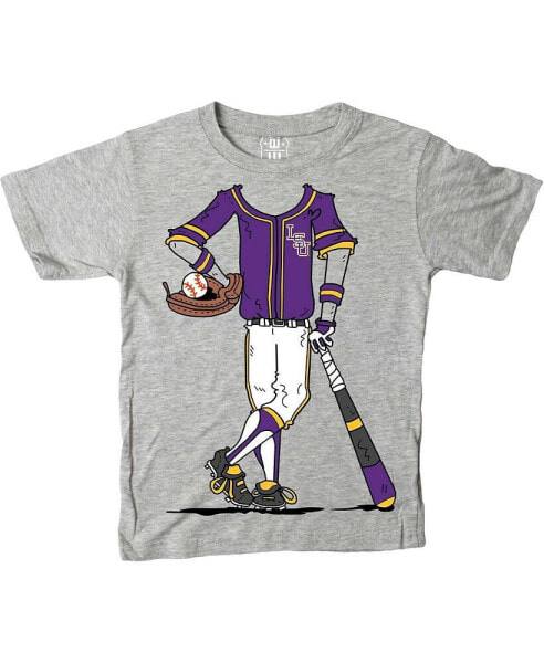 Wes Willy Youth Gray LSU Tigers Baseball Player T-Shirt