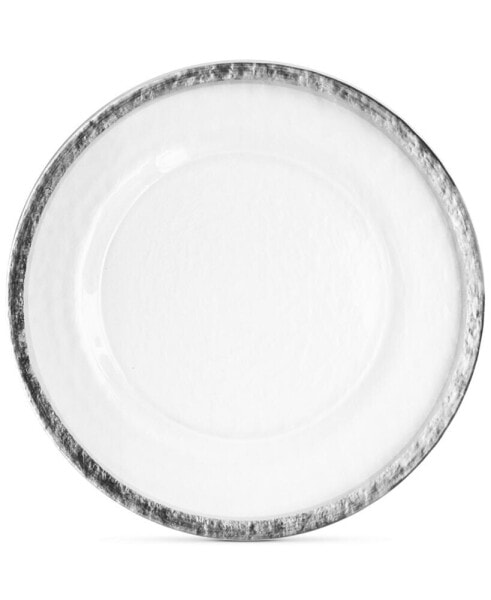 Jay Import Hammered Ice Glass Charger Plate With Silver-Tone Band