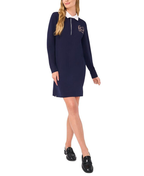 Women's Embroidered-Logo Polo Long-Sleeve Dress