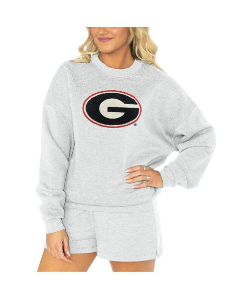 Women's Ash Georgia Bulldogs Team Effort Pullover Sweatshirt and Shorts Sleep Set