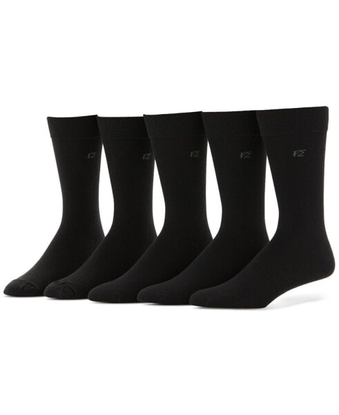 Perry Ellis Men's Flat-Knit Stretch Script Logo Crew Socks, Pack of 5