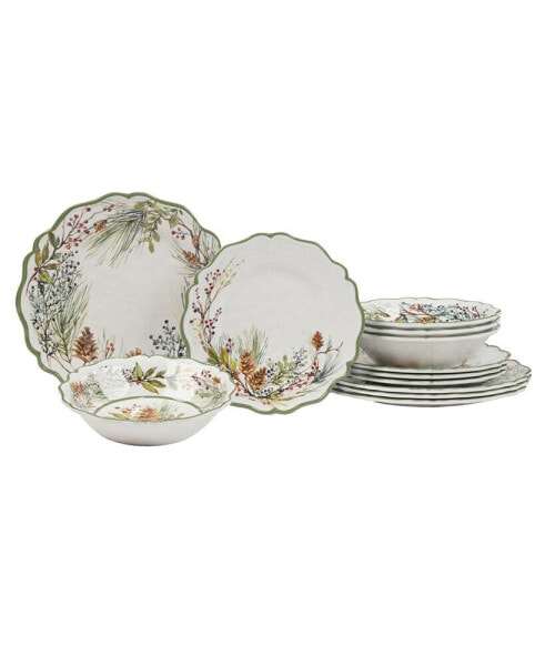 Winters Forest 12-Pc. Melamine Dinnerware Set, Service for 4