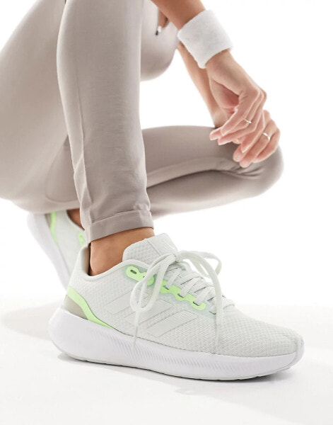 adidas Running Runfalcon 3.0 in white and lime green