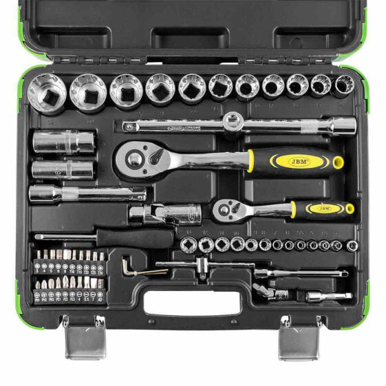 JBM Tool case 1/2´´ and 1/4´´ chrome spline sockets 61 pieces