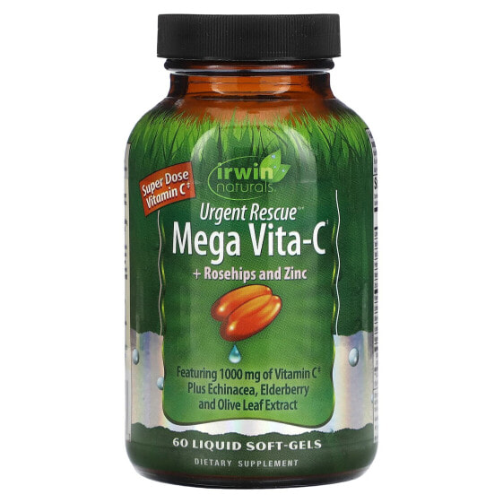 Urgent Rescue, Mega Vita-C + Rosehips and Zinc, 60 Liquid Soft-Gels