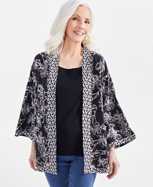 Petite Linen-Blend Reversible Kimono, Created for Macy's