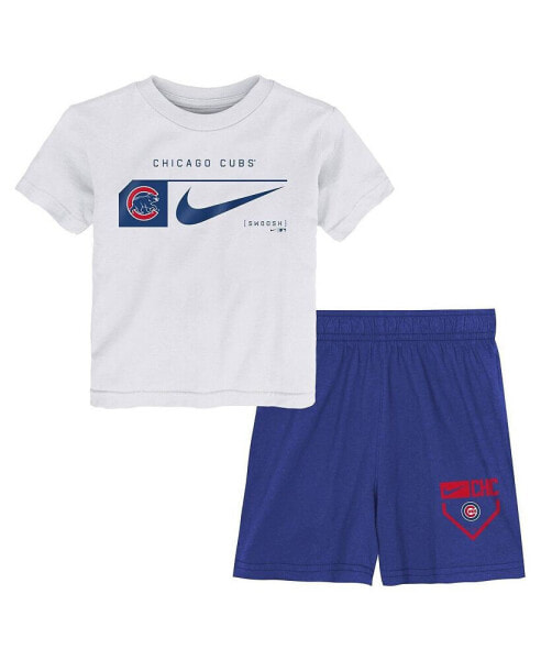 Preschool White/Royal Chicago Cubs Two-Piece T-Shirt Shorts Set