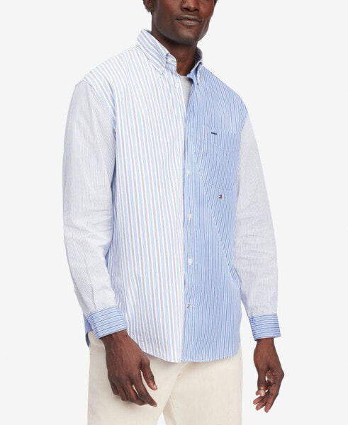 Men's Regular-Fit Block Stripe Cotton Poplin Shirt