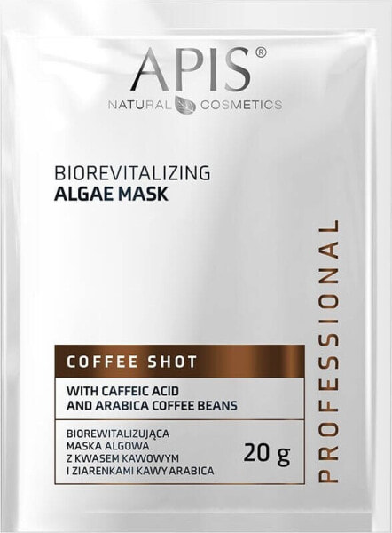 Apis Apis Coffee Shot biorewitalizująca maska algowa z kwasem kawowym i ziarenkami kawy arabica 20g