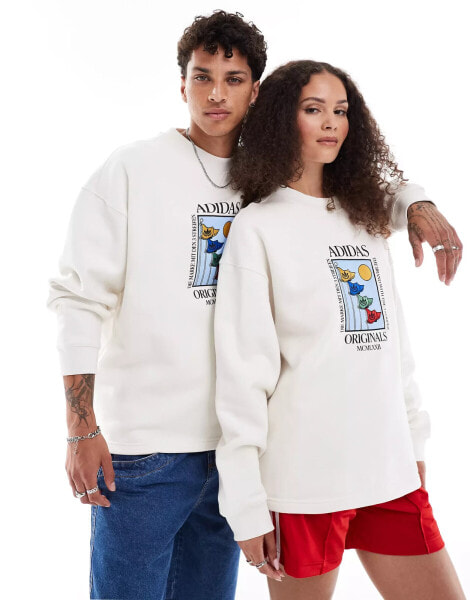 adidas Originals embroidered unisex sweatshirt in white