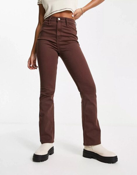 Hollister high rise flare jeans in brown