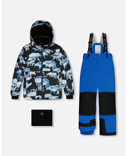 Toddler Boys Two Piece Snowsuit Printed Bears And Royal Blue - Toddler|Child