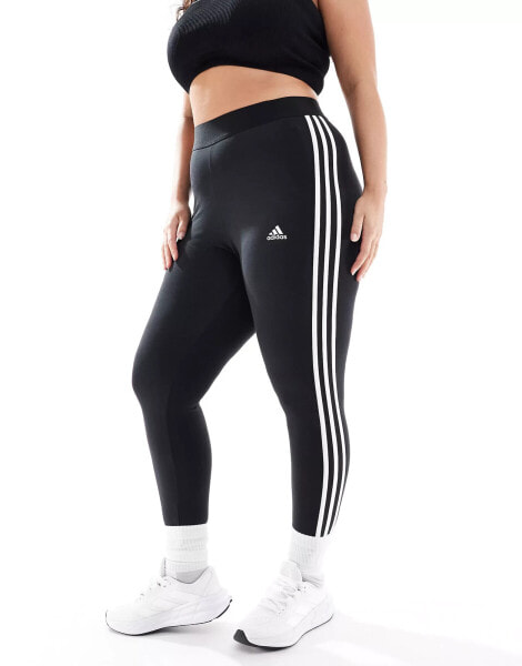 adidas Sportswear Plus Essential leggings with three stripes in black