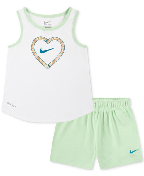 Toddler Girls 2-Pc. Happy Camper Tank Top & Mesh Shorts Set