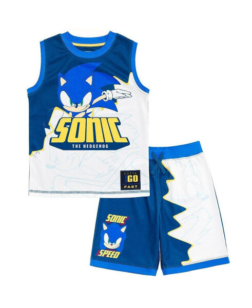 Boys Sonic the Hedgehog Knuckles Tails Tank Top and Shorts to