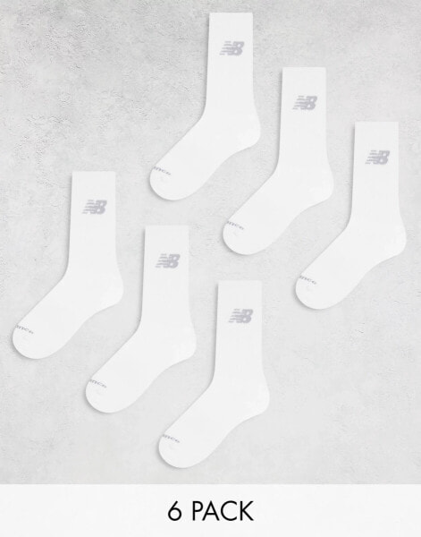 New Balance performance crew sock 6 pack in white