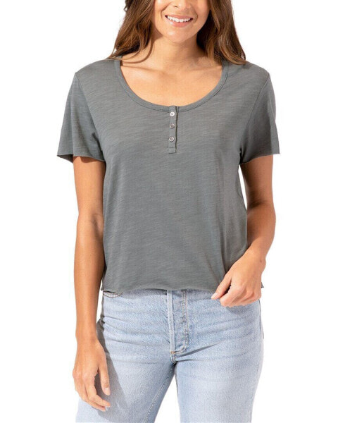 Threads 4 Thought Whitlea Raw Edge Slim Baby Henley Women's L