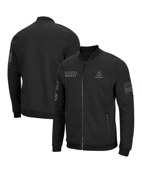 Men's Black North Dakota OHT Military-Inspired Appreciation High-Speed Bomber Full-Zip Jacket