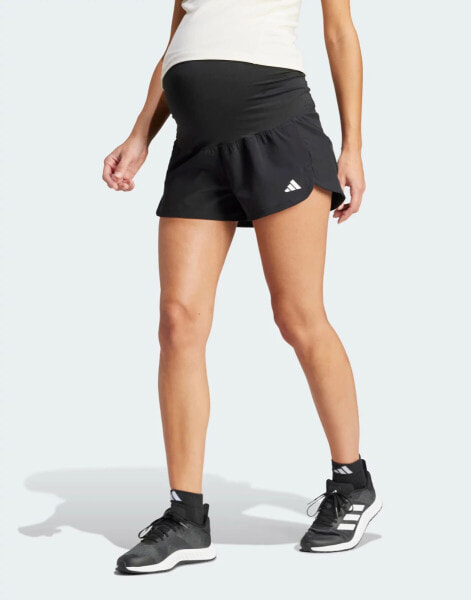 adidas Performance Maternity pacer stretch shorts in black