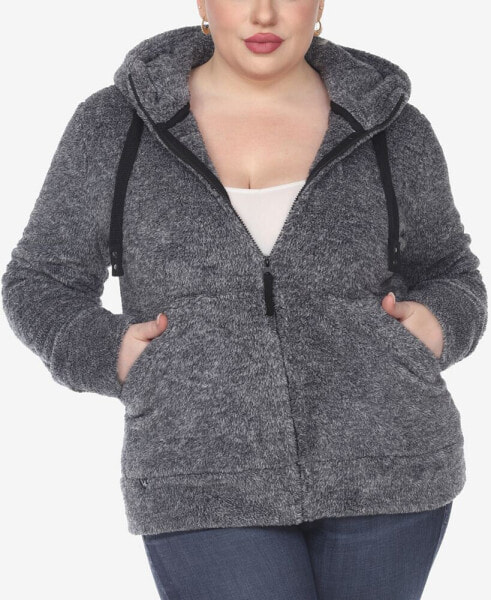 Plus Size Hooded Sherpa Jacket