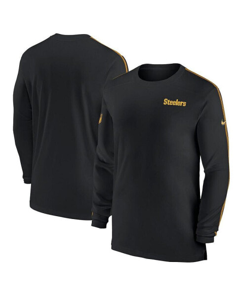 Men's Black Pittsburgh Steelers Sideline Coach UV Performance Long Sleeve T-Shirt