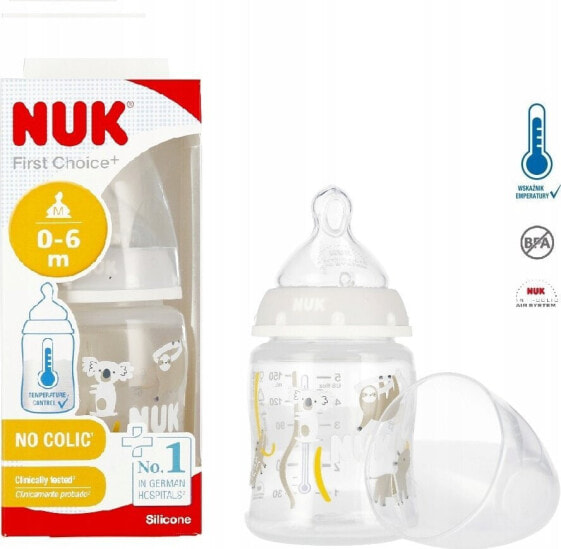 NUK 400509 BUTELKA 150ML WSKAŹNIK TEMPERATURY 0-6 527891, 743875 SZARA