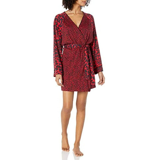 Cosabella Women's Amore PRT Robe, Mystic Red Animal/Black, Small