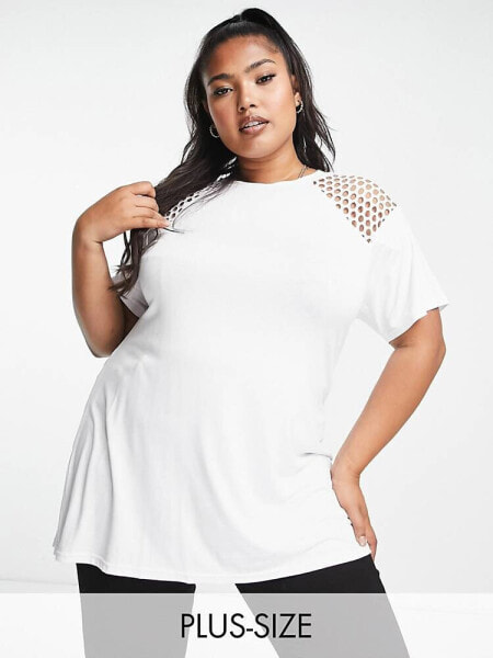 Yours mesh sleeve t-shirt in white