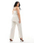 4th & Reckless Plus exclusive tailored linen wide leg trousers co-ord in cream